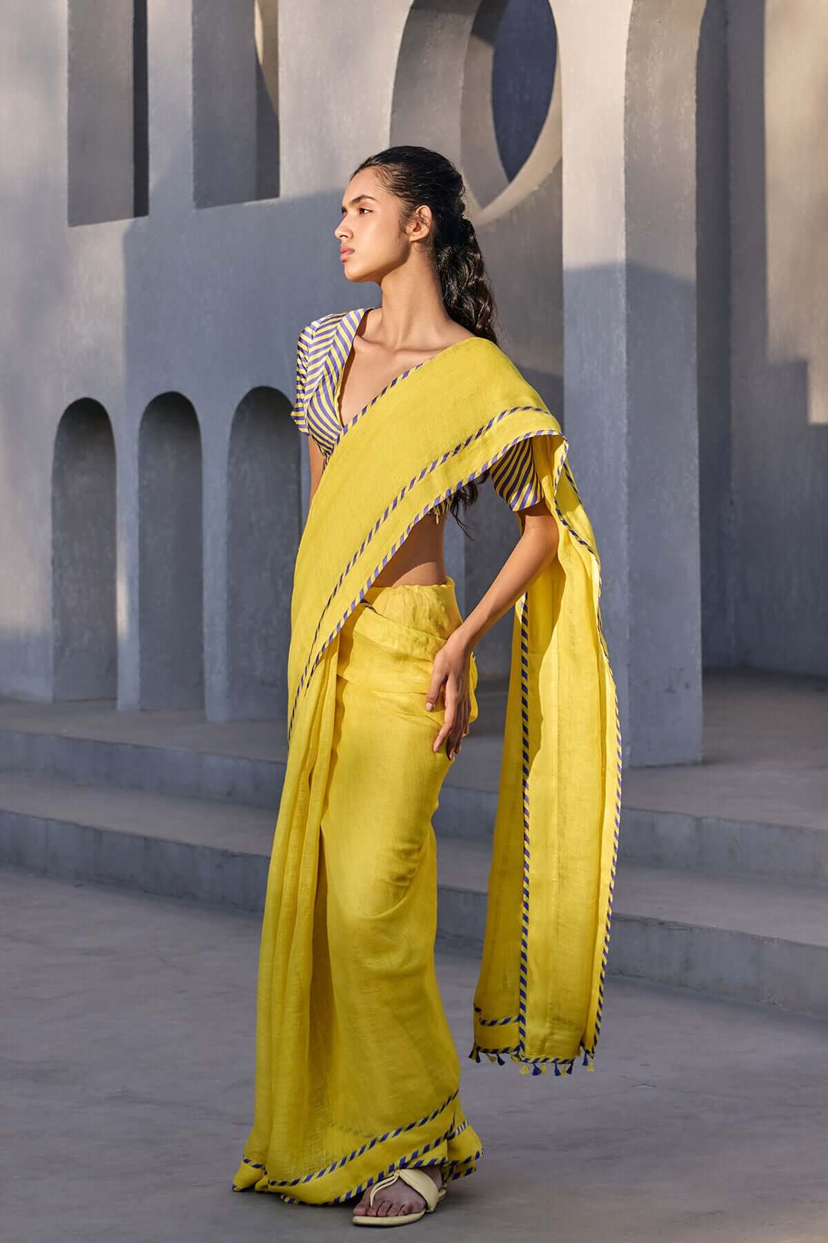 The Mehfil Saree - Iris Sunflower - Yellwithus