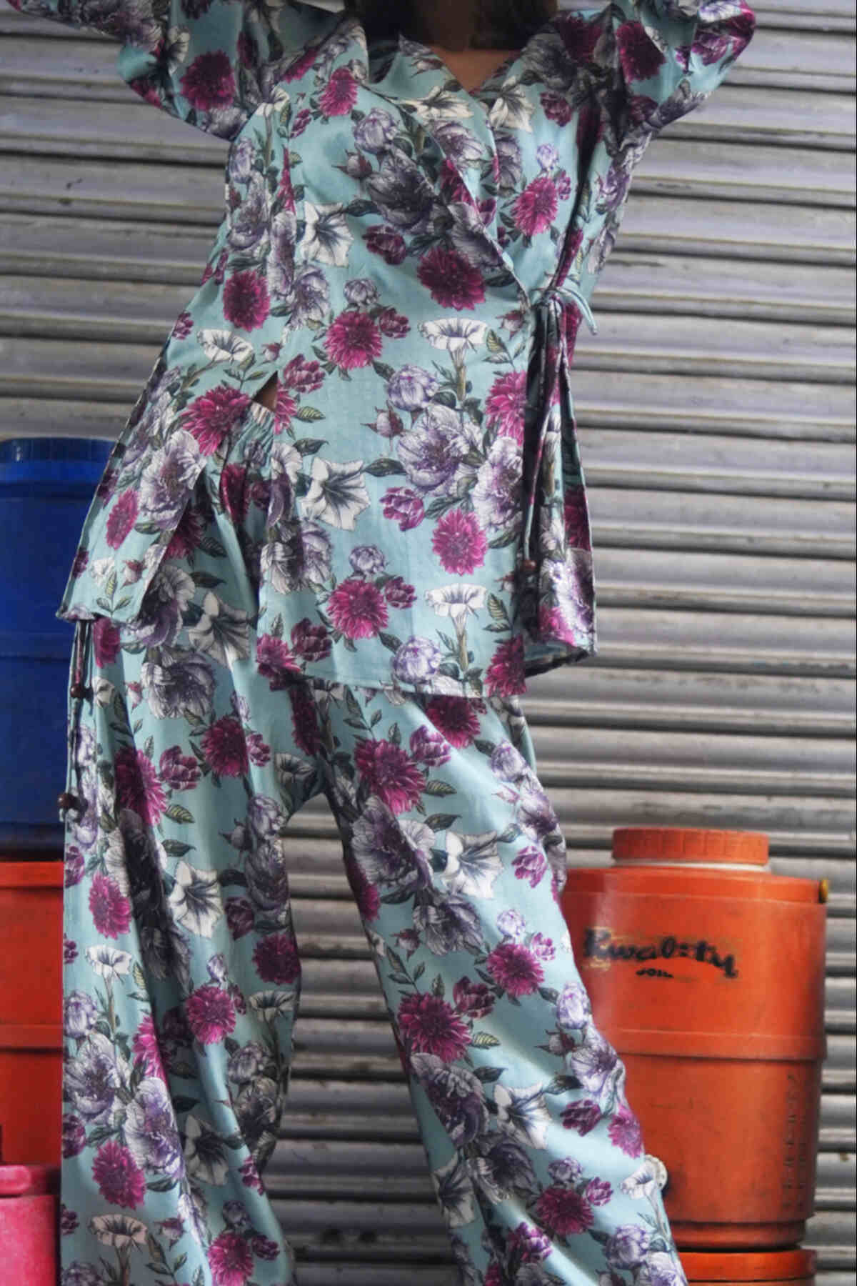 The Trilanza Black Ikat Printed Cotton Trousers