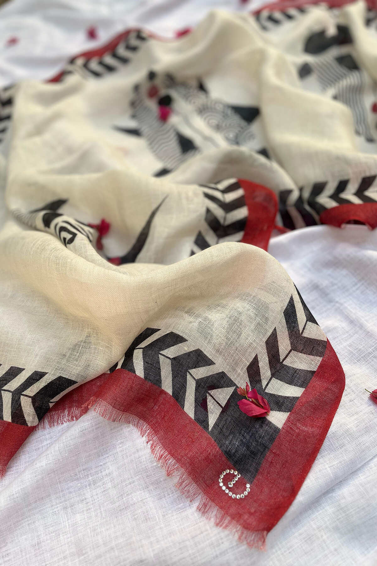 Chitrakari Fish Doodle Scarf