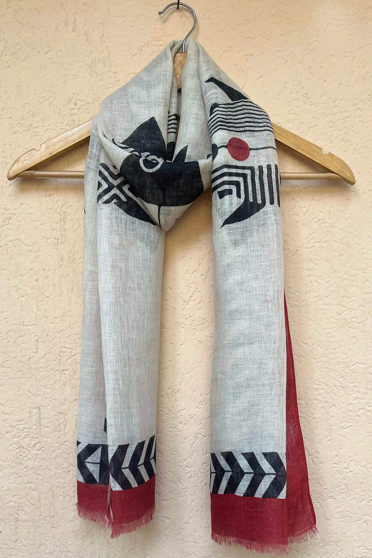 Chitrakari Fish Doodle Scarf