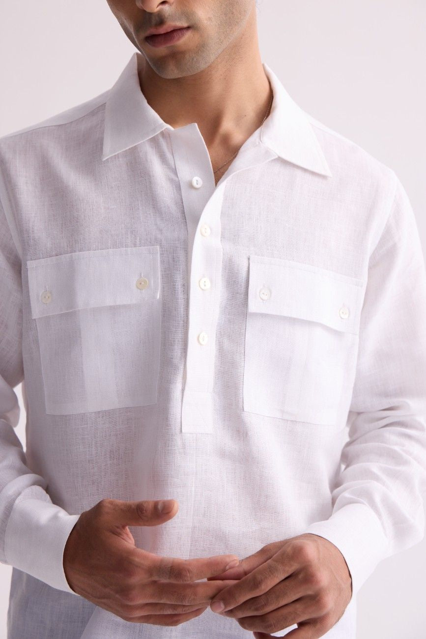 The Luciao White Linen Kurta