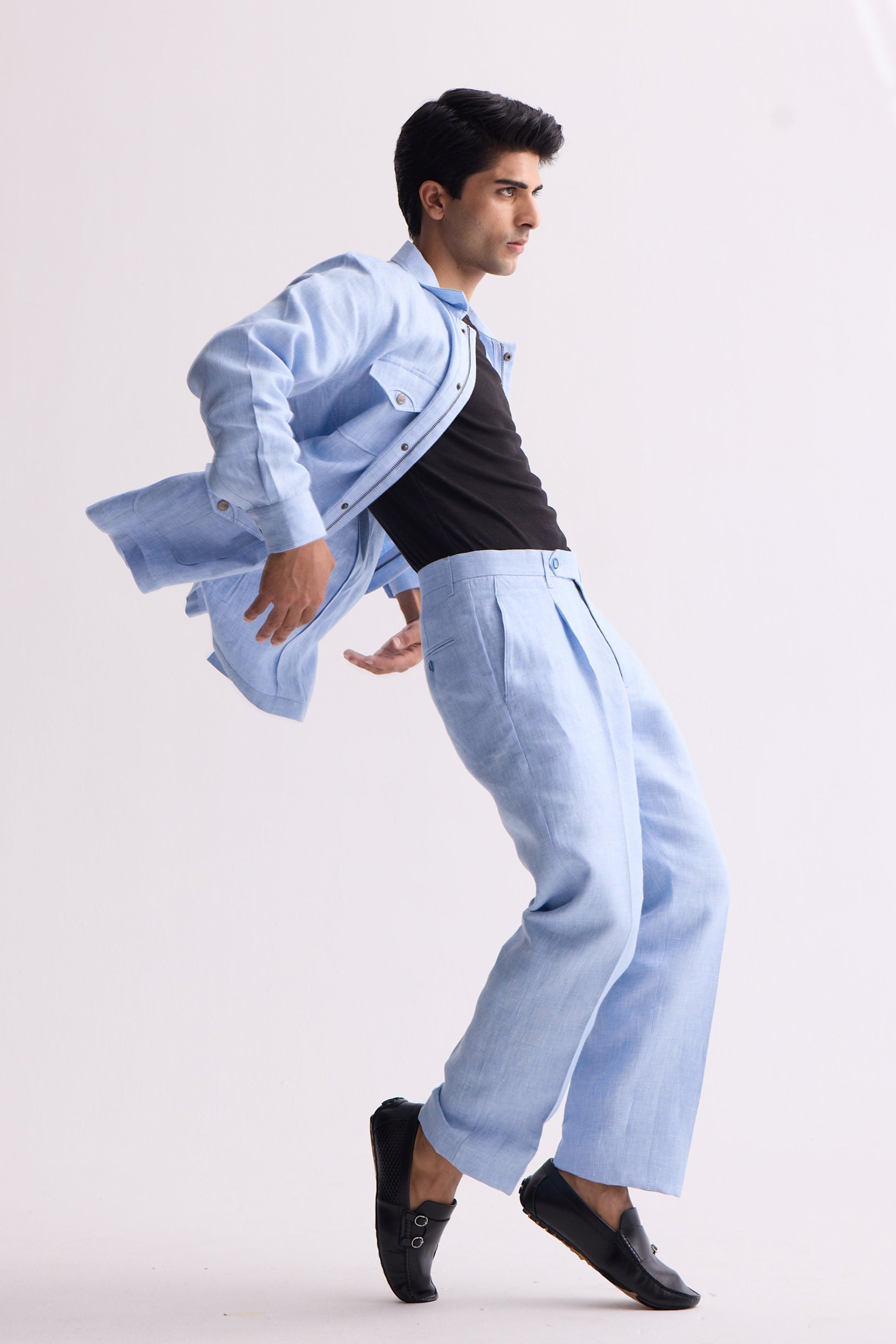The Parwaaz Light Blue Linen Safari