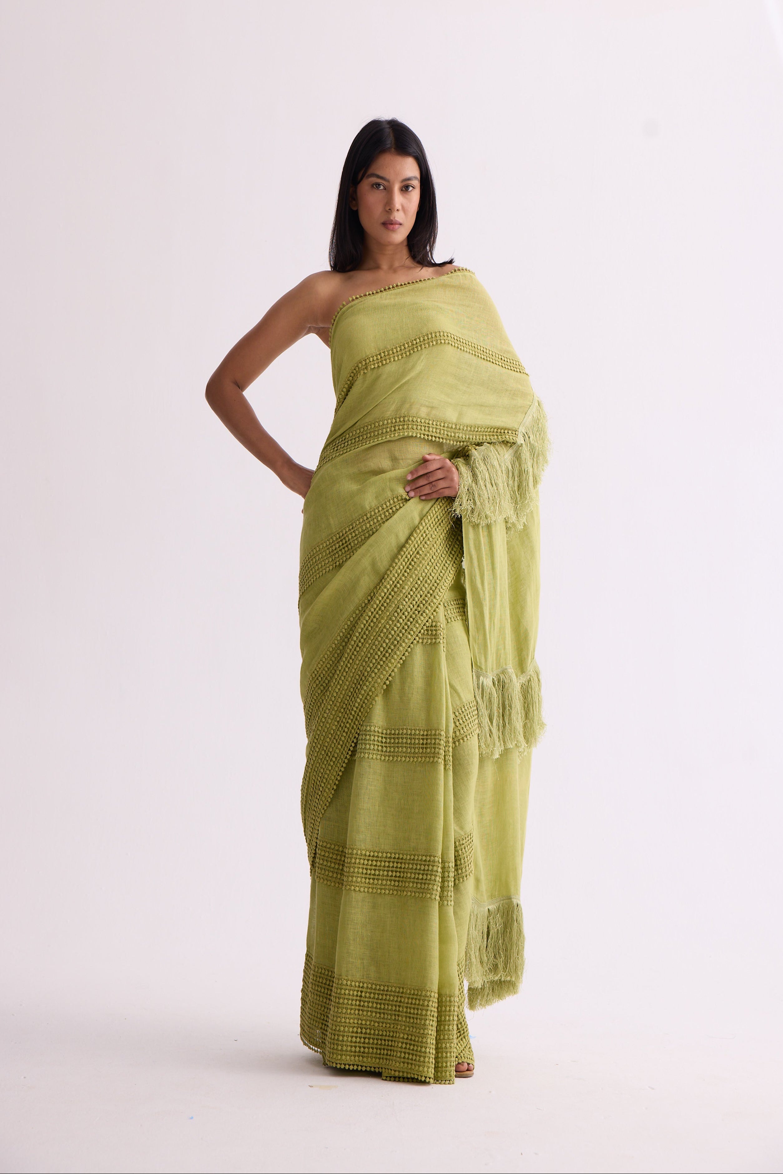 The Mallika-e-Bahaar Light Green Saree