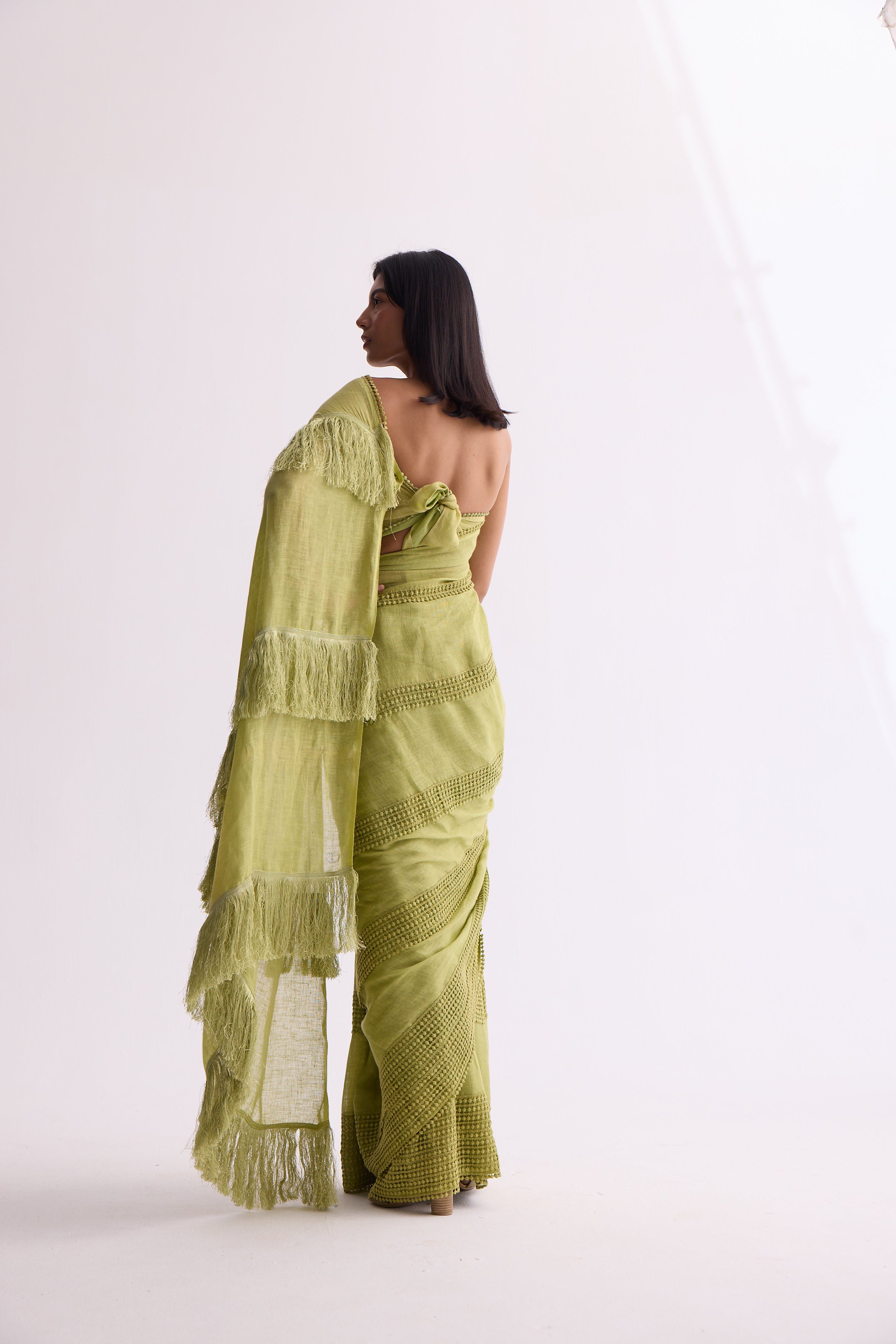 The Mallika-e-Bahaar Light Green Saree