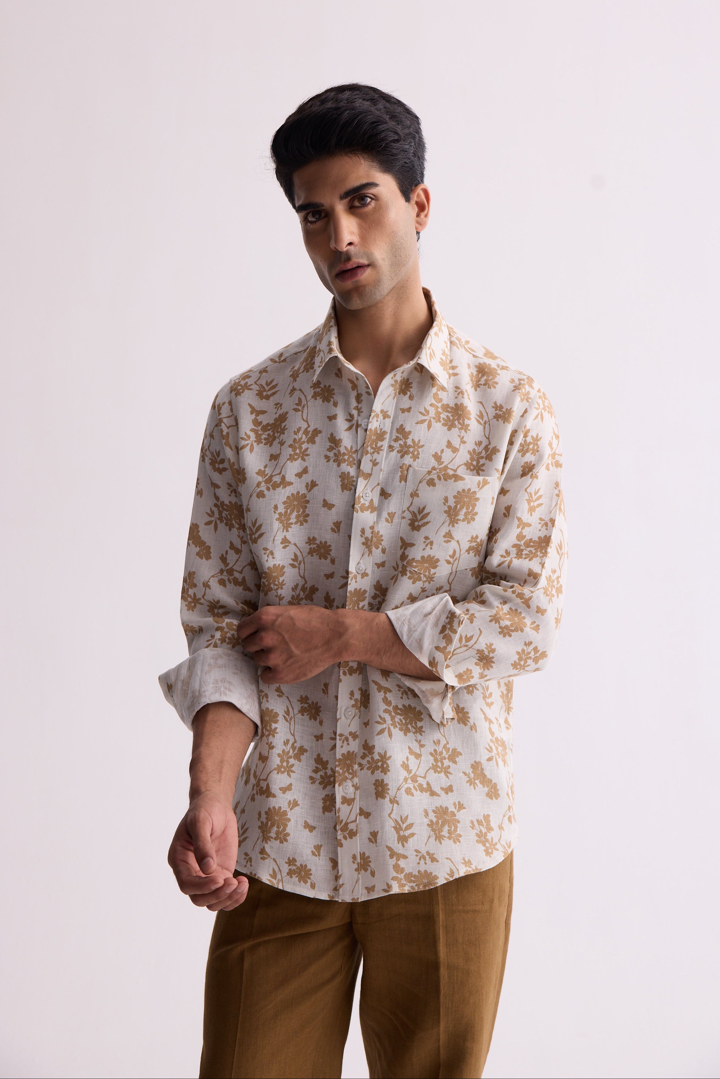 The Prabhaat Shirt Brown Leaf