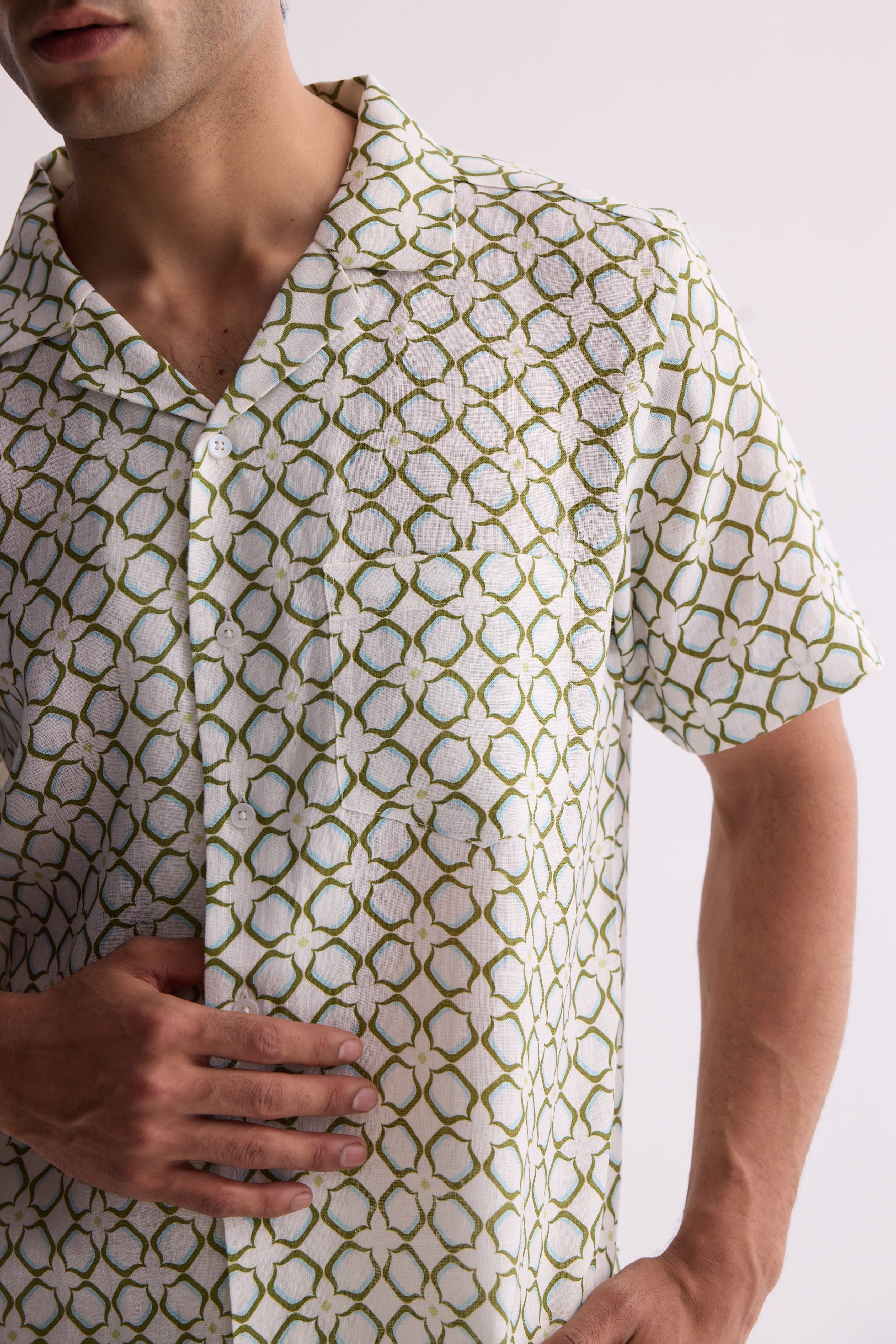 The Neeran Green Flower Shirt