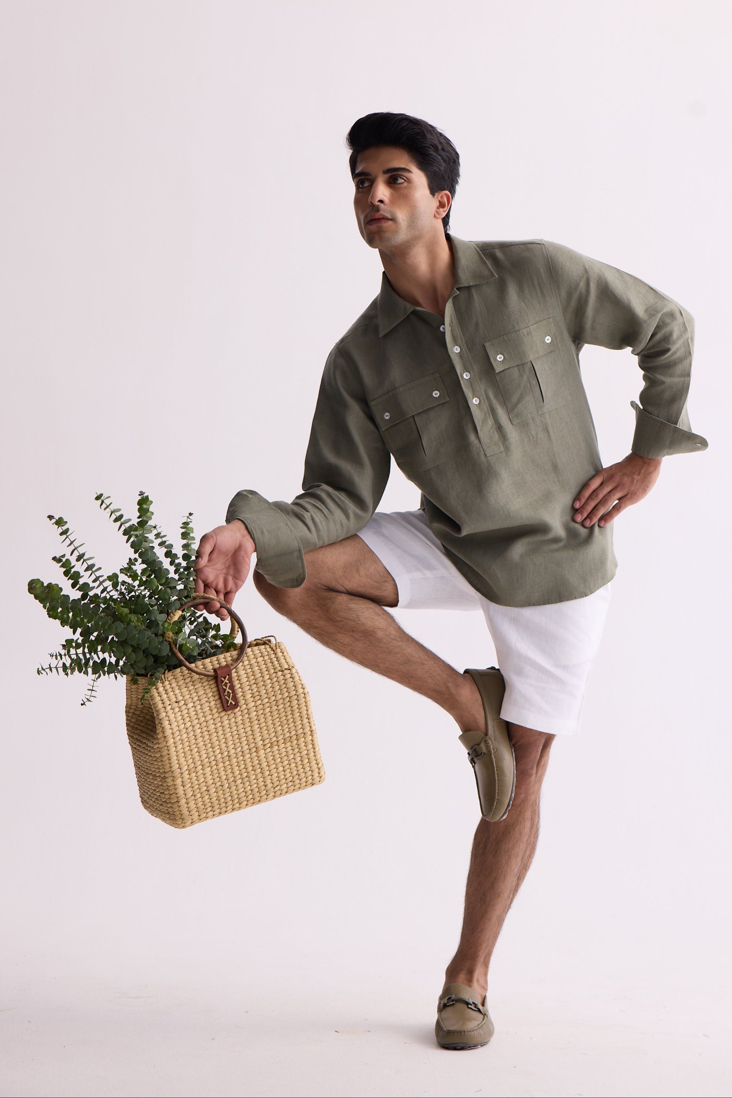 The Verdan Olive Linen Shirt