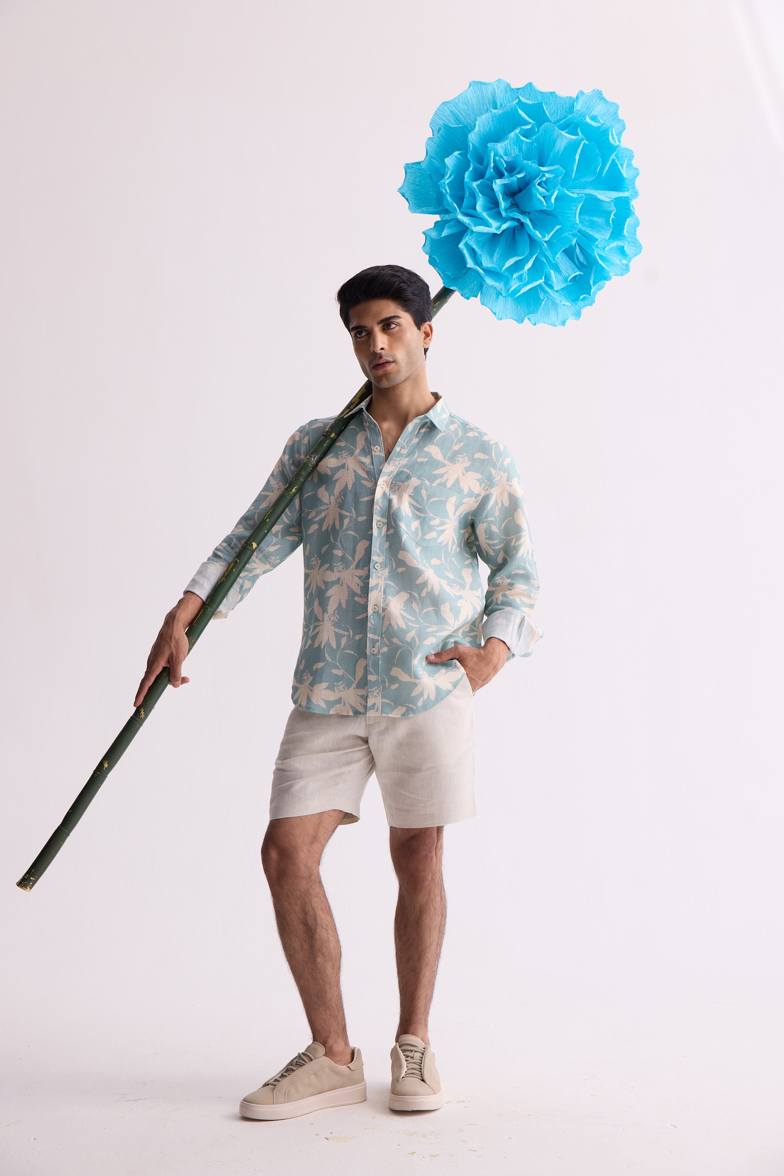 The Prabhaat Shirt Blue Flower