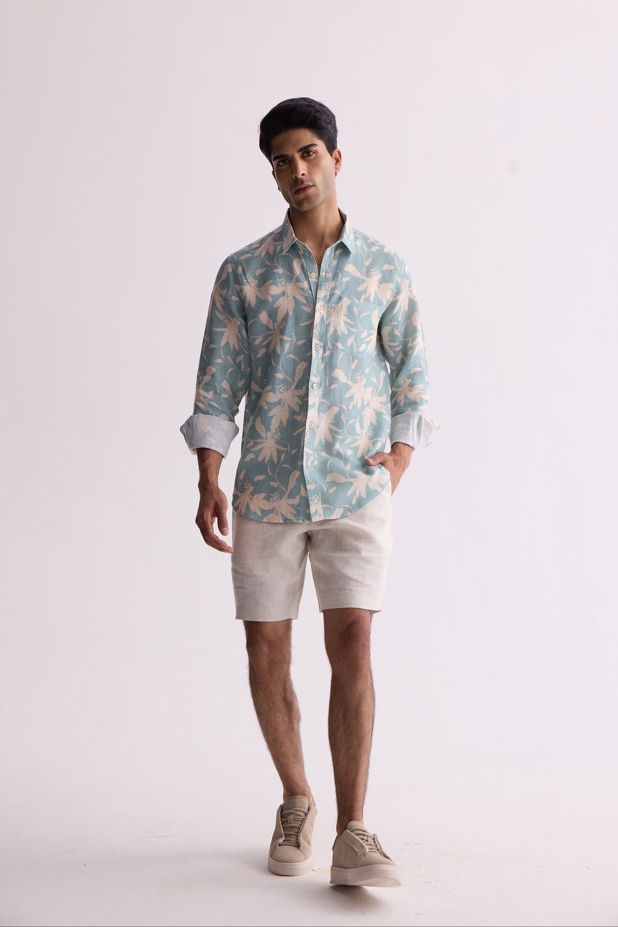 The Prabhaat Shirt Blue Flower