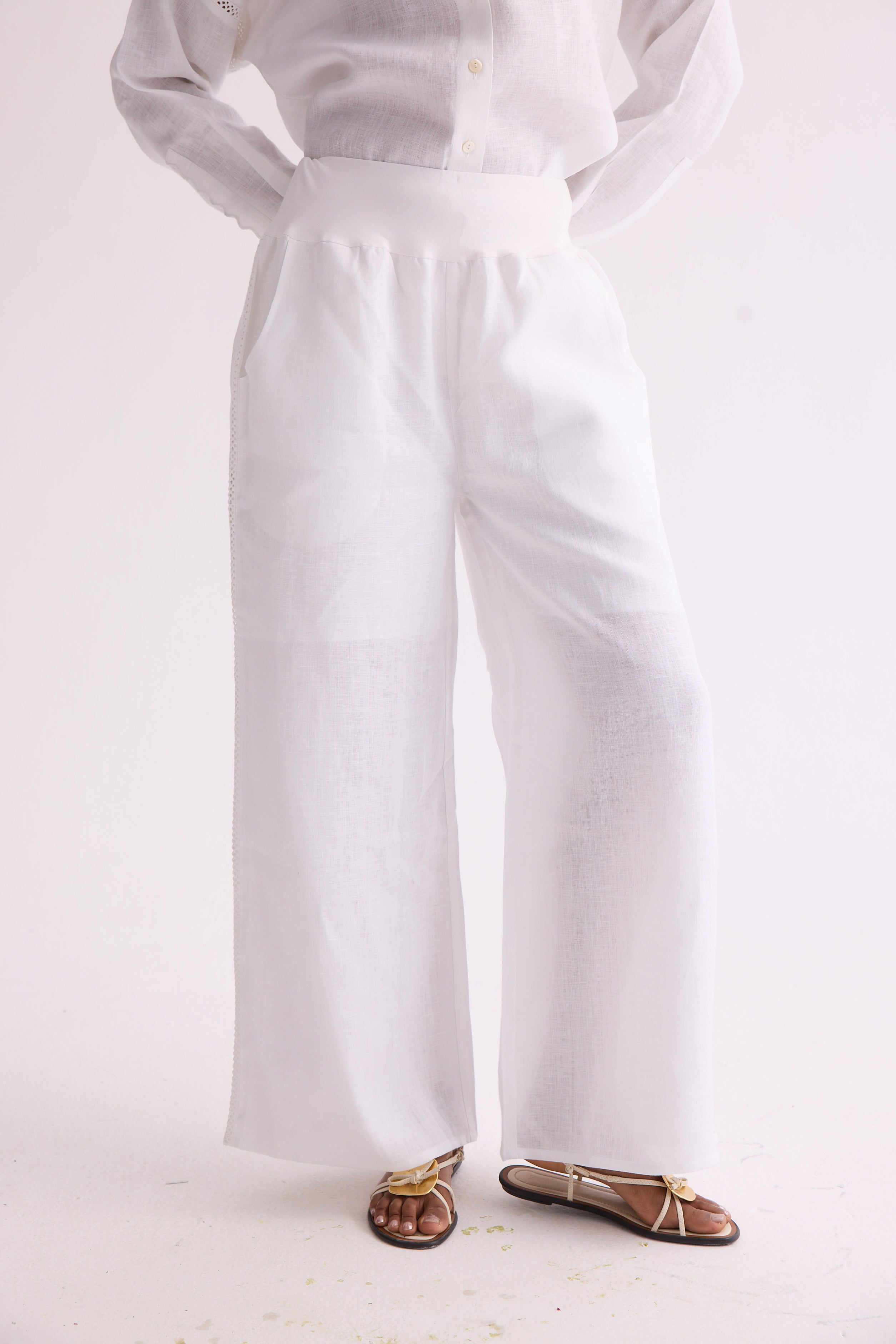 The Batooni White Skies Linen Pajamas