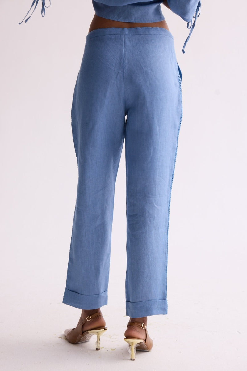 The Tahlia Powder Blue Linen Trousers