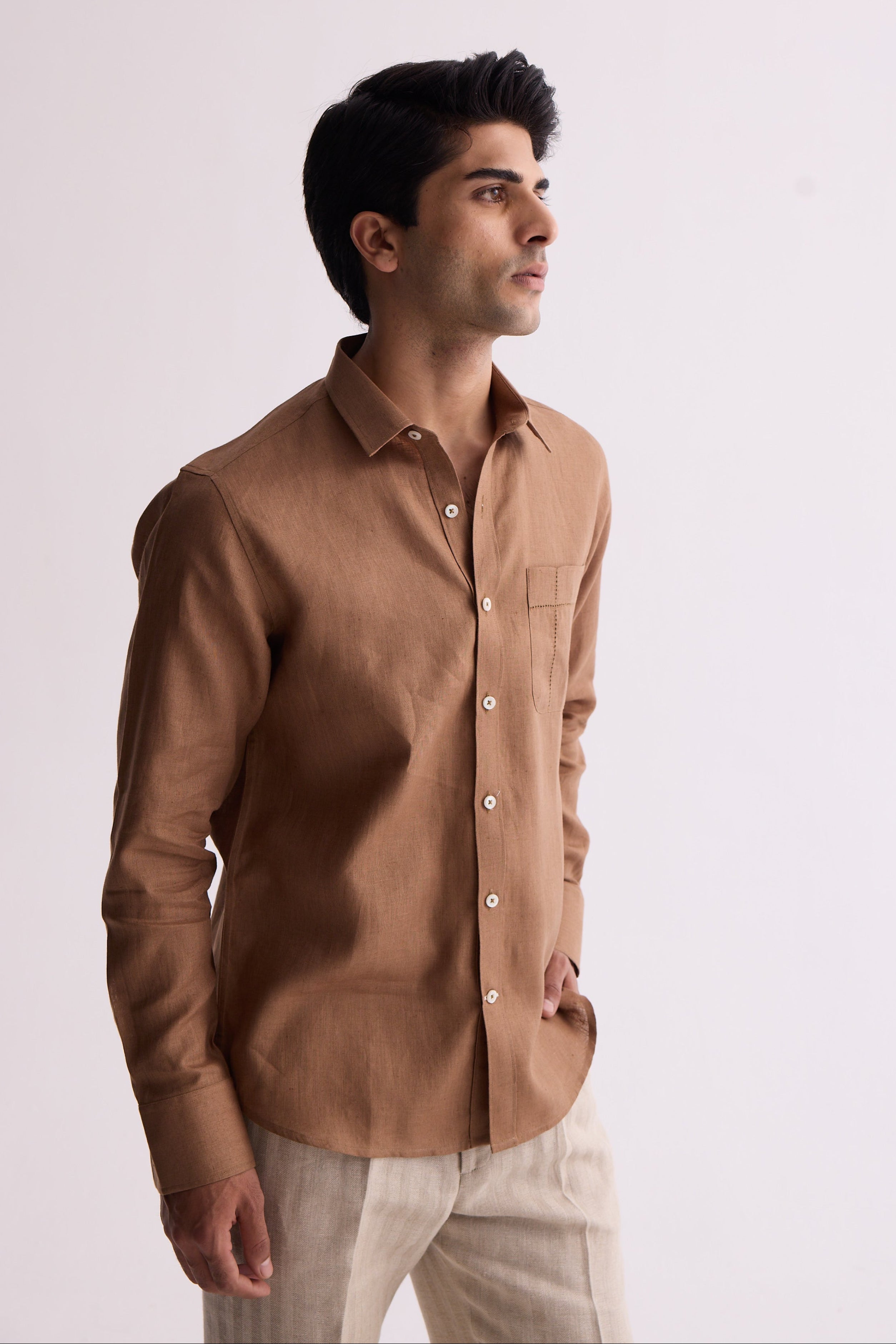 The Aldric Brown Linen Shirt
