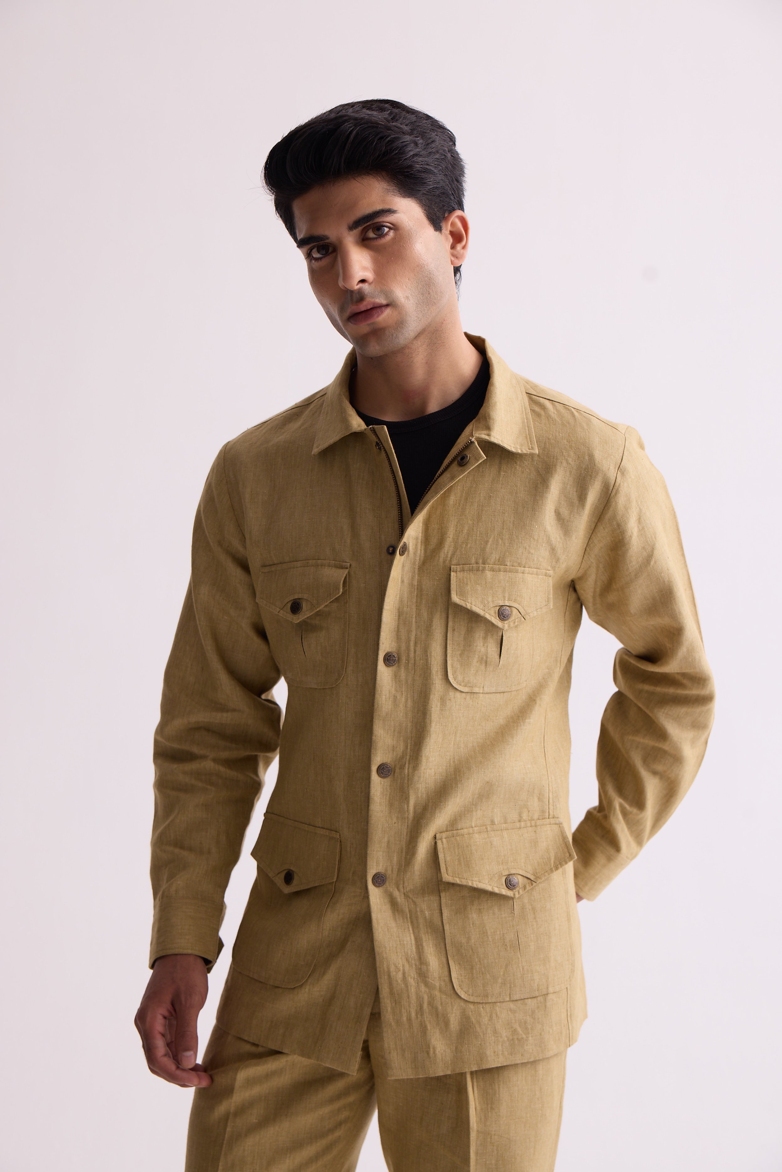 The Rahguzar Brown Linen Safari
