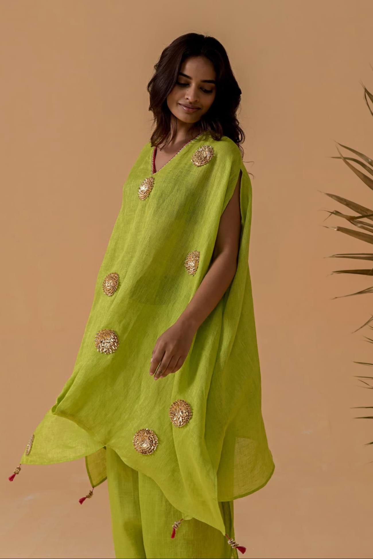 The Patakha Lime Gauze Linen Cape Set