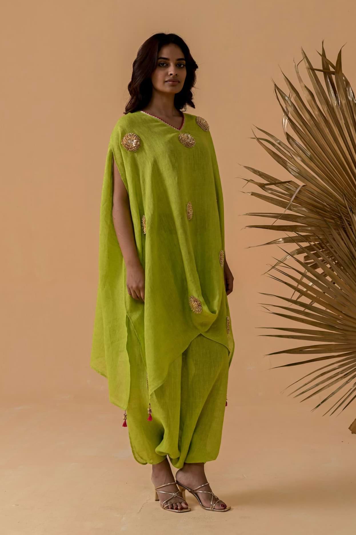 The Patakha Lime Gauze Linen Cape Set