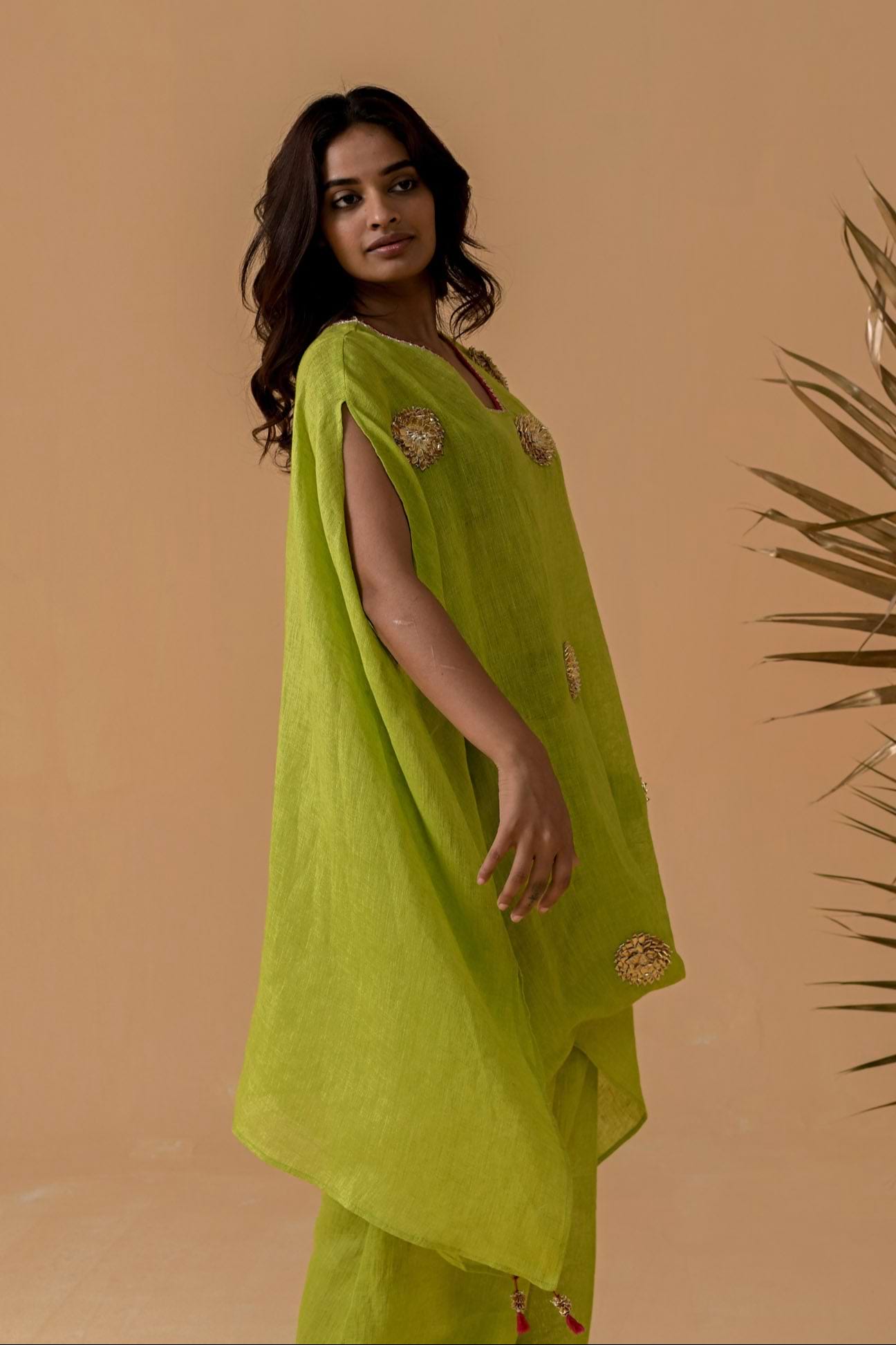 The Patakha Lime Gauze Linen Cape Set