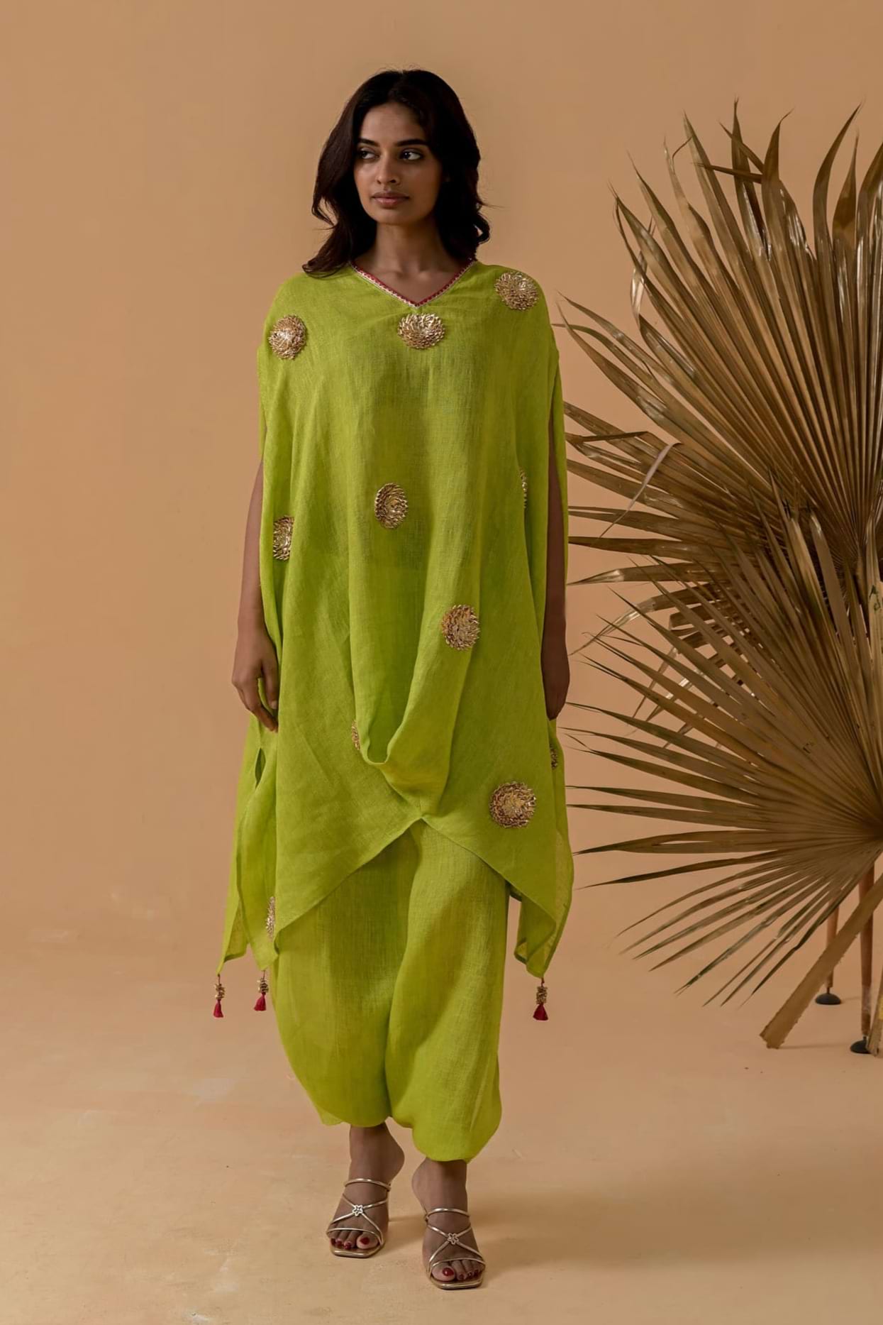 The Patakha Lime Gauze Linen Cape Set