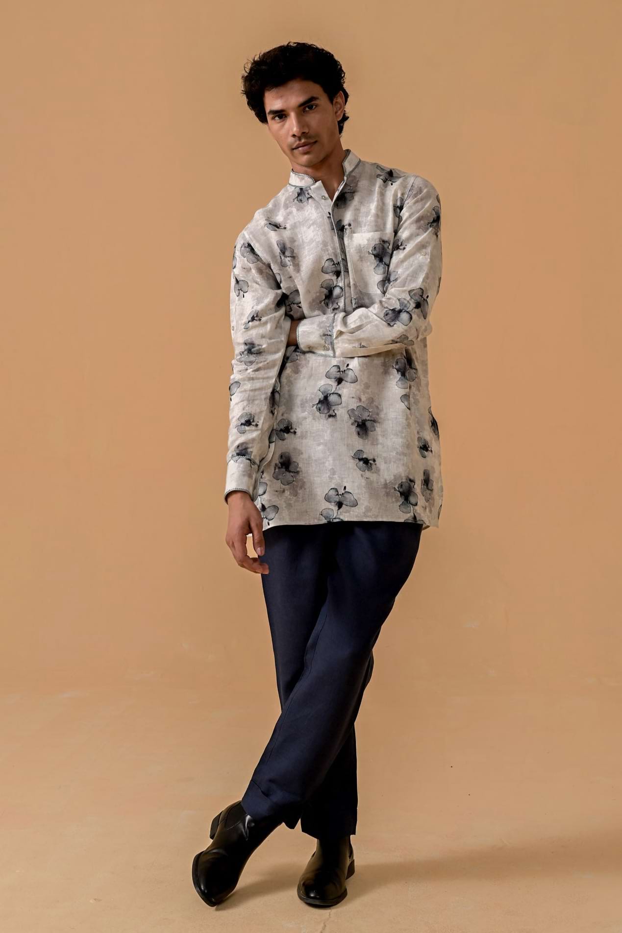 Heera Hero Ash & Bloom Linen Kurta