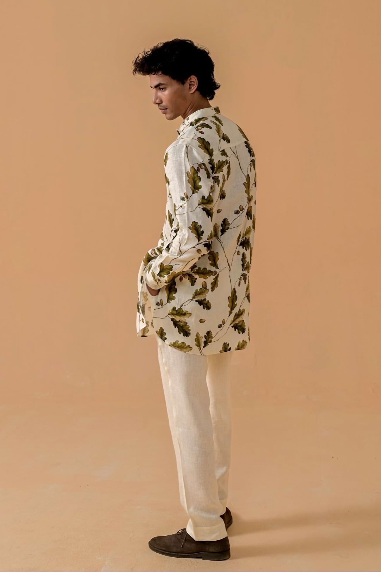 Sultani Swag Autumn Print Linen Kurta