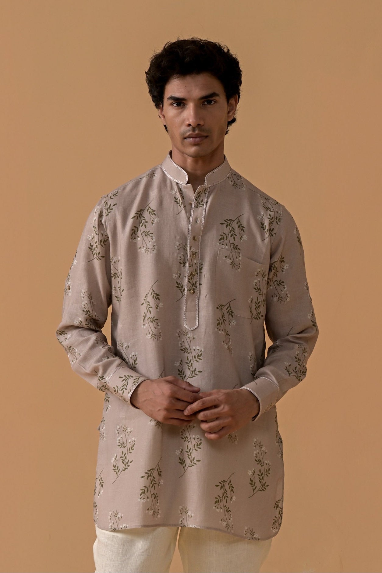 Nawabi Nights Kurta - Ivory Floral