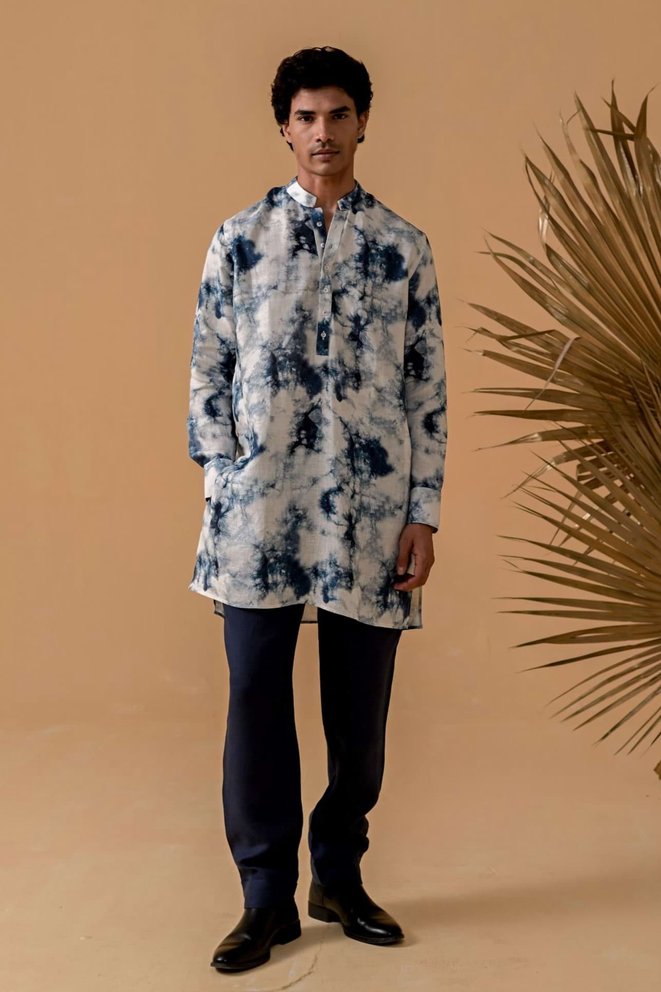Rangeela Vibes Blue Shibori Linen Kurta