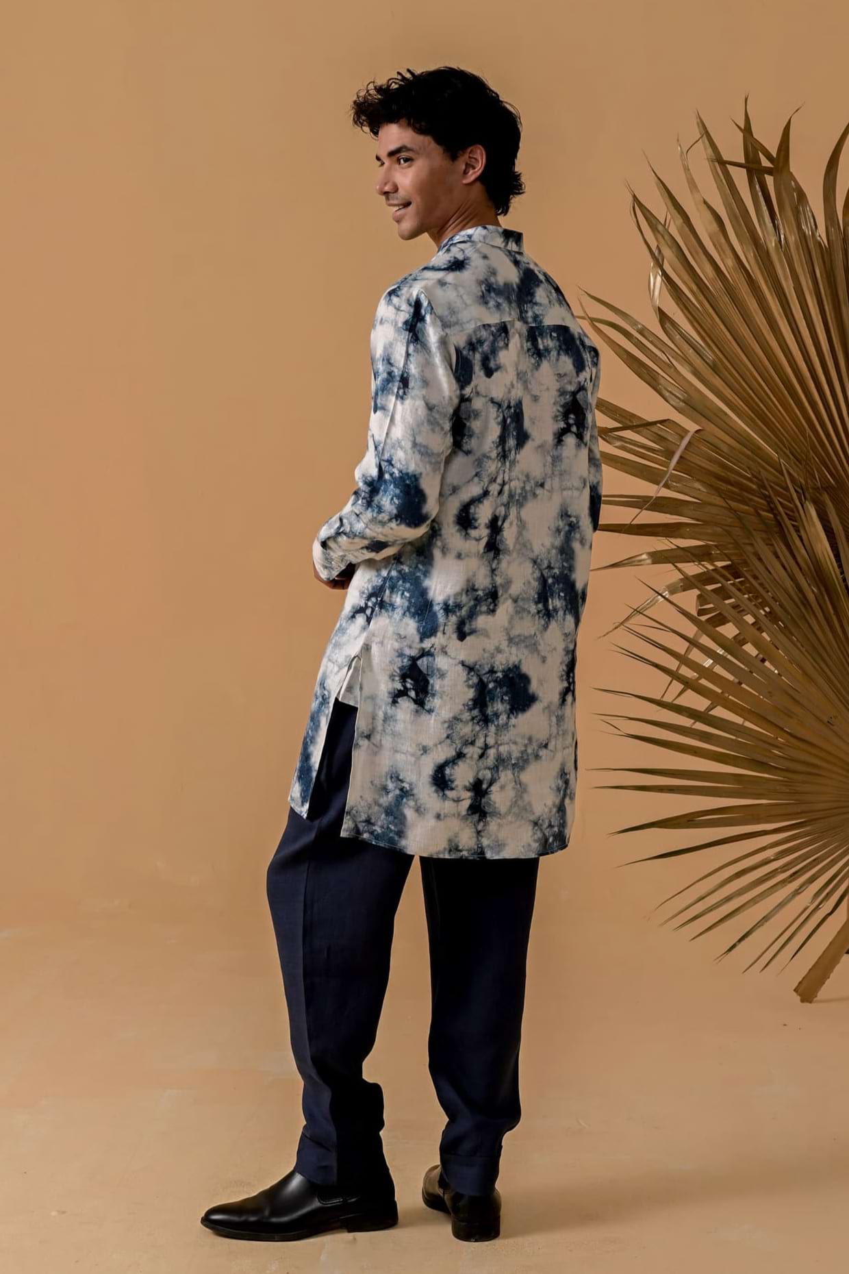 Rangeela Vibes Blue Shibori Linen Kurta