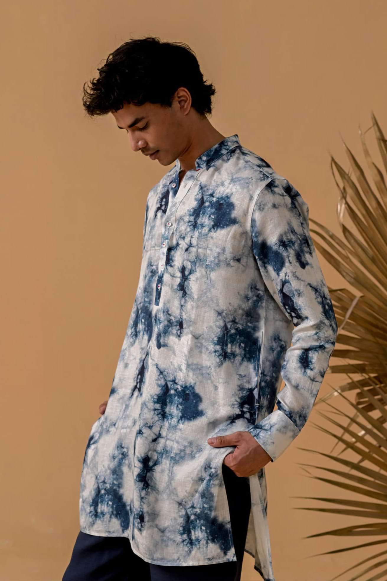 Rangeela Vibes Blue Shibori Linen Kurta