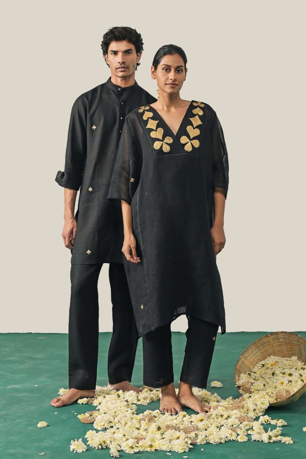 Lord of the Deck Black Linen Kurta