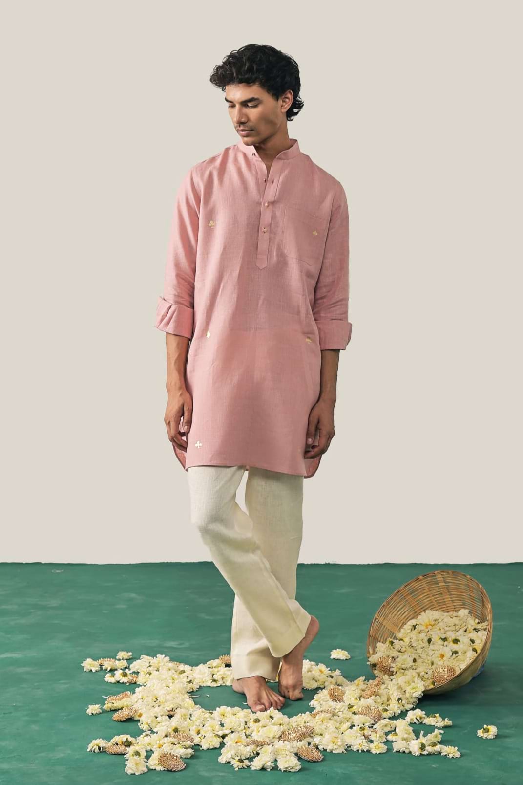 Lord of the Deck Coral Linen Kurta