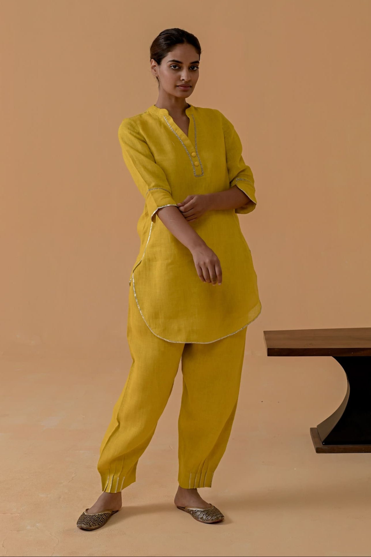 Patola Poise Kurta Set - Mustard