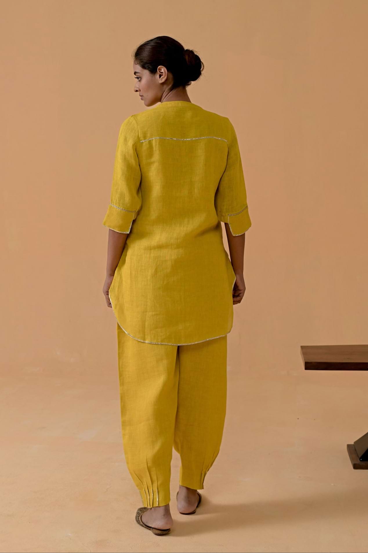 The Patola Linen Tunic Set - Mustard