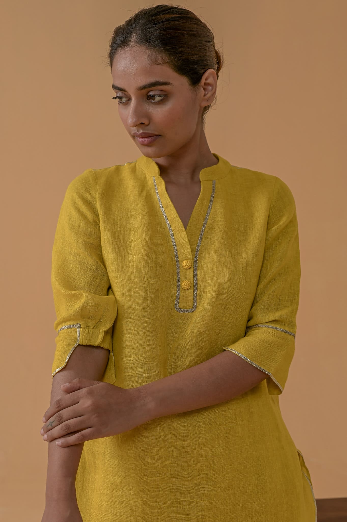 Patola Poise Kurta Set - Mustard