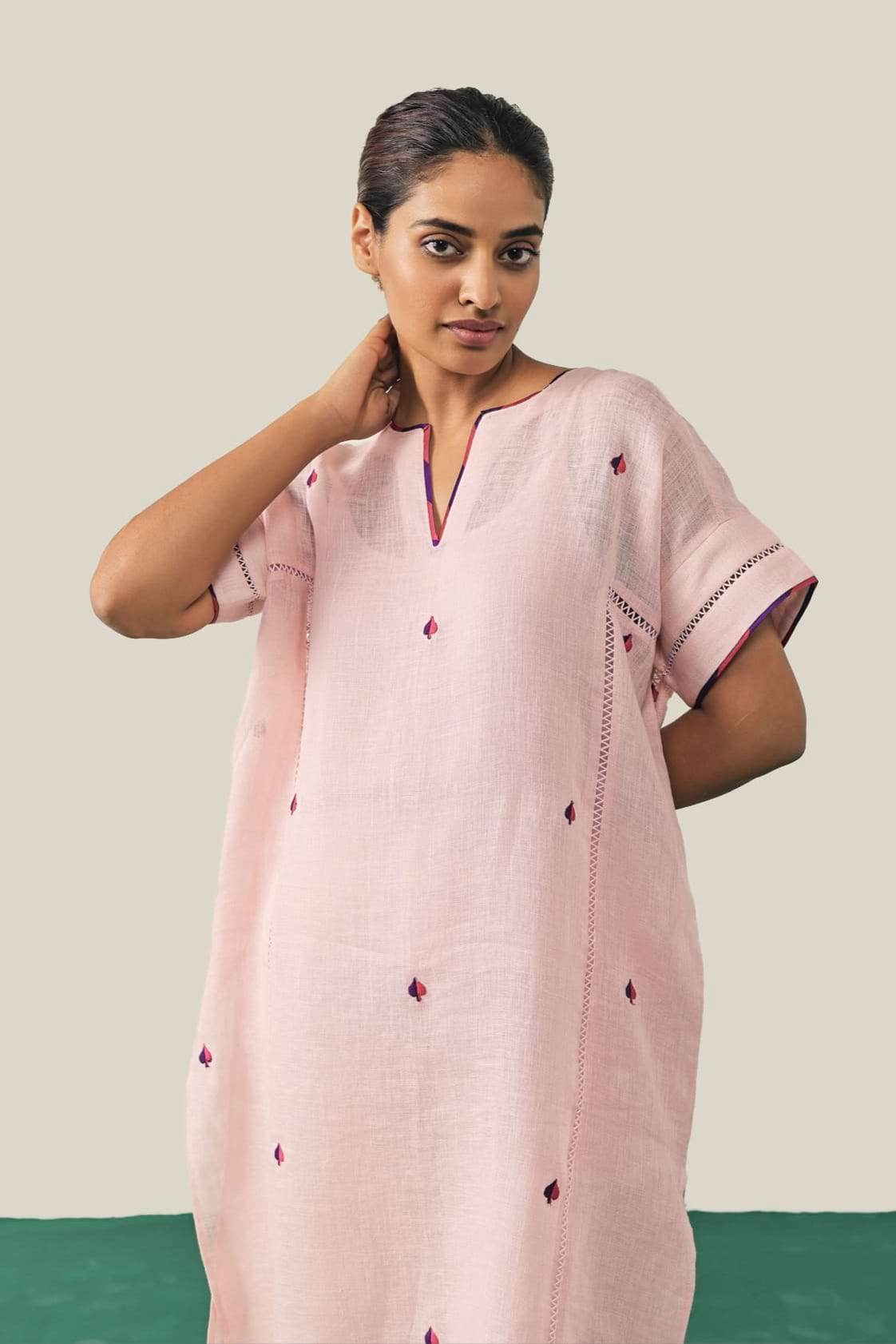 The Ace of Spades Kurta Set - Baby Pink