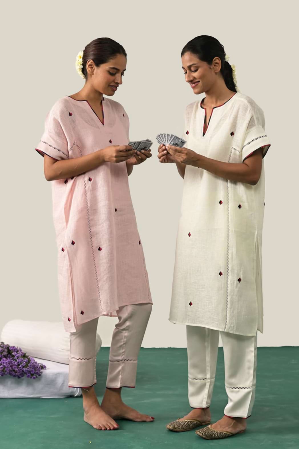 The Ace of Spades Linen Kurta Set - Off White