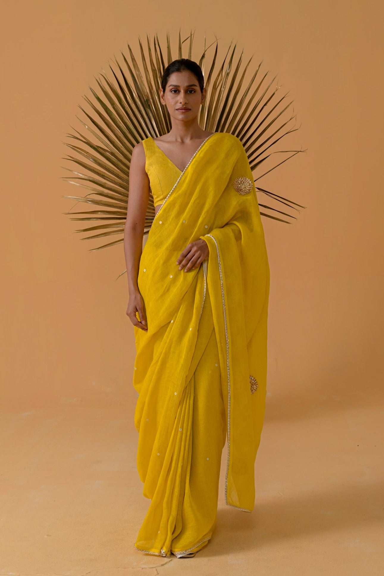 Sitara Sparkle Saree - Mustard