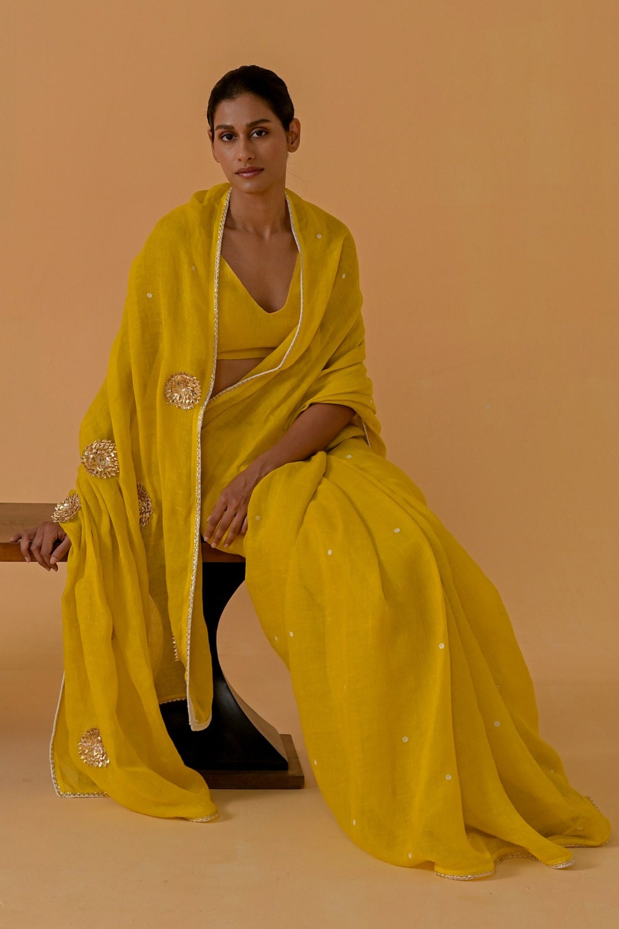 Sitara Sparkle Saree - Mustard