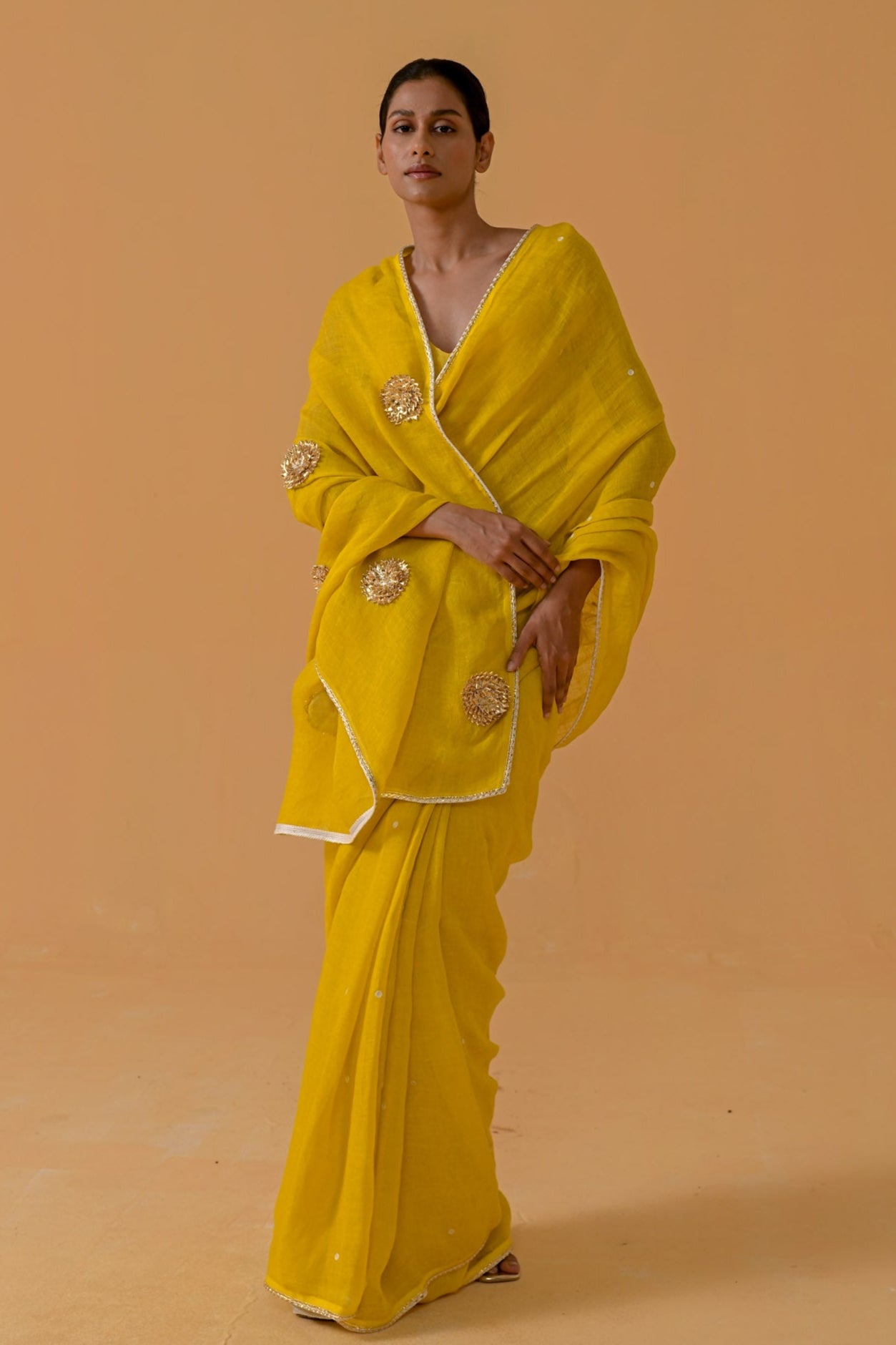 Sitara Sparkle Saree - Mustard