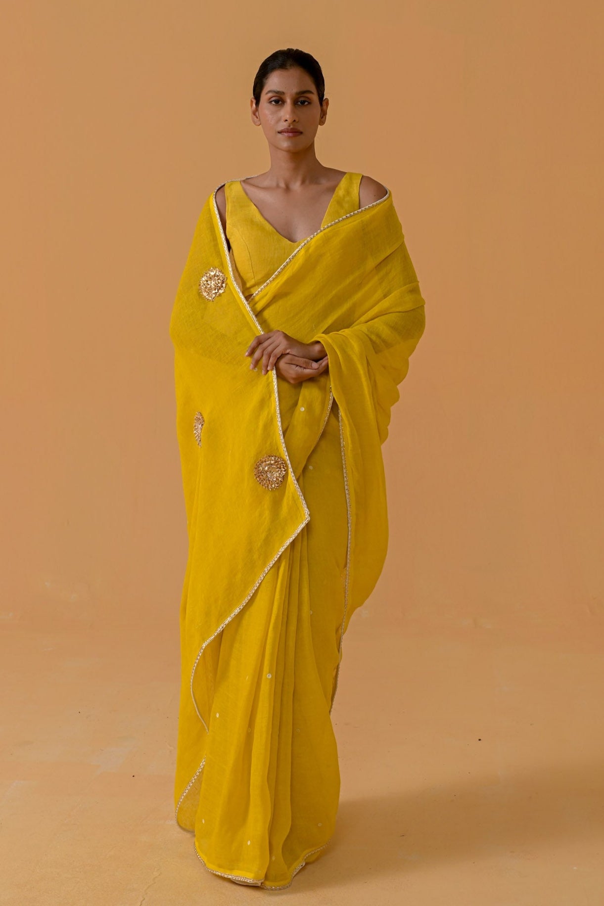 Sitara Sparkle Saree - Mustard