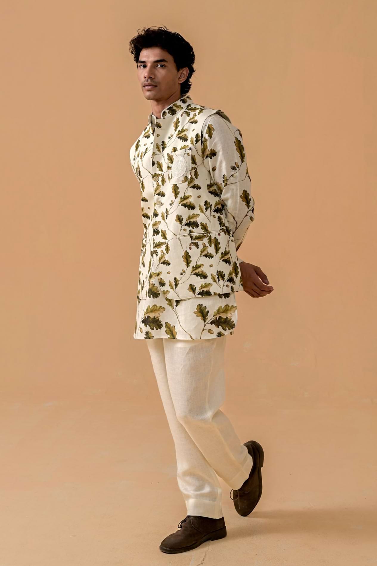 Rangeela Rebel Autumn Print Linen Waistcoat