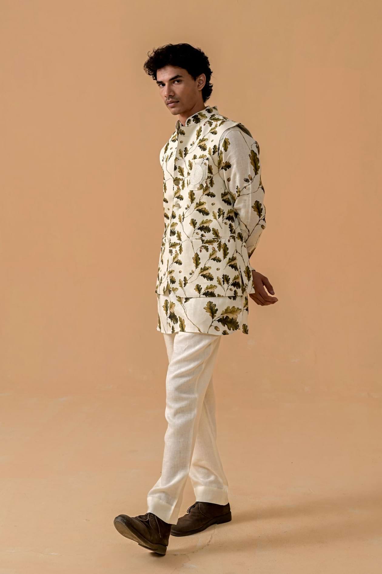 Rangeela Rebel Autumn Print Linen Waistcoat