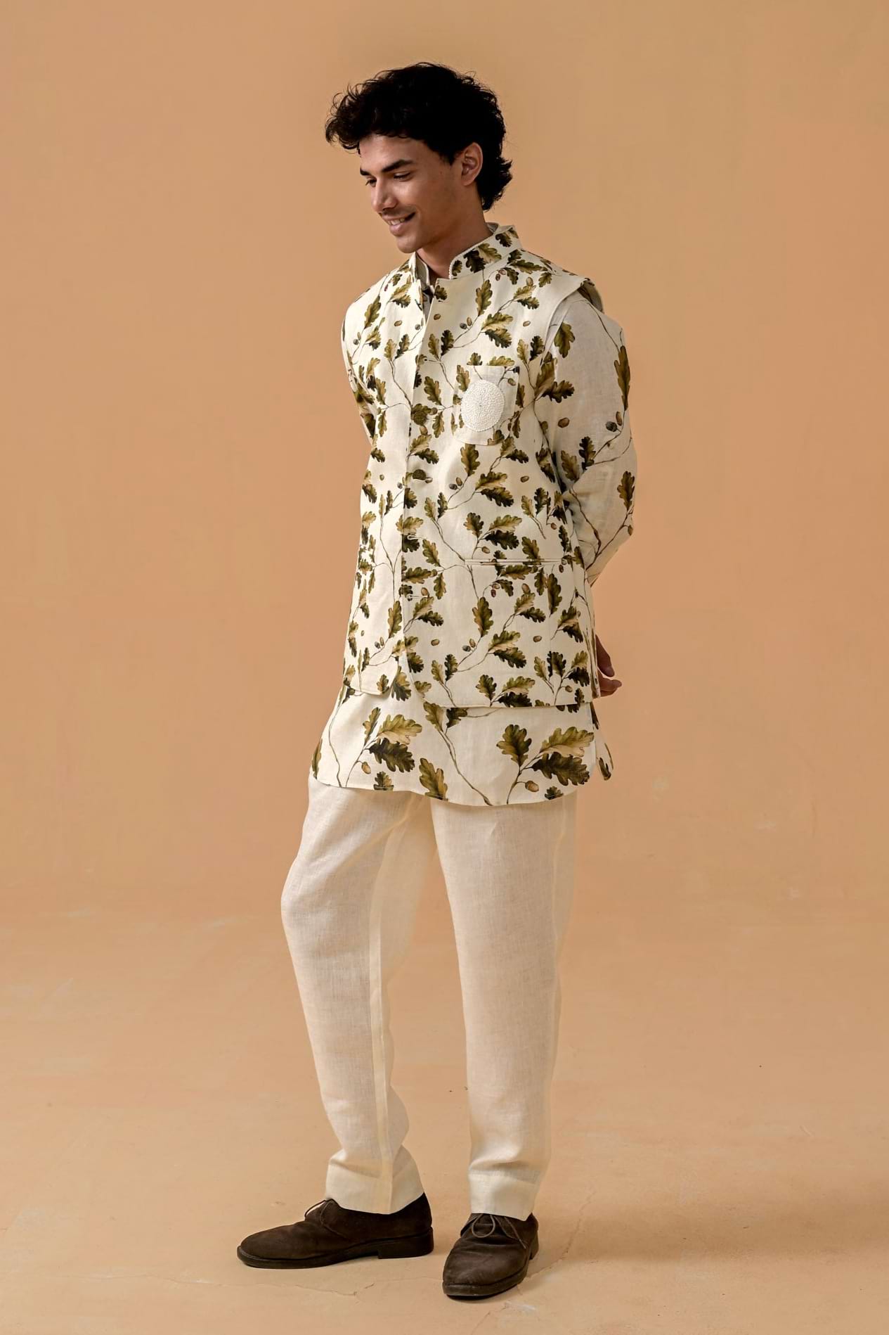 Rangeela Rebel Autumn Print Linen Waistcoat