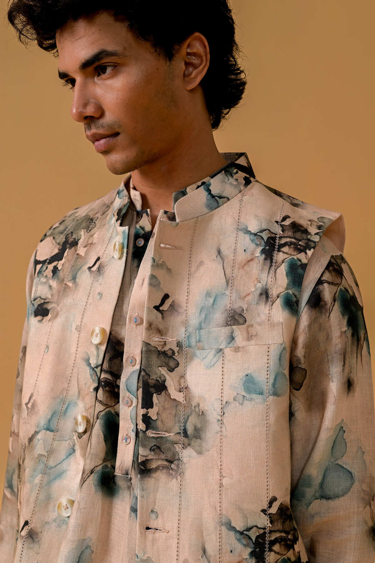 Desi Swag Waistcoat - Marble Print