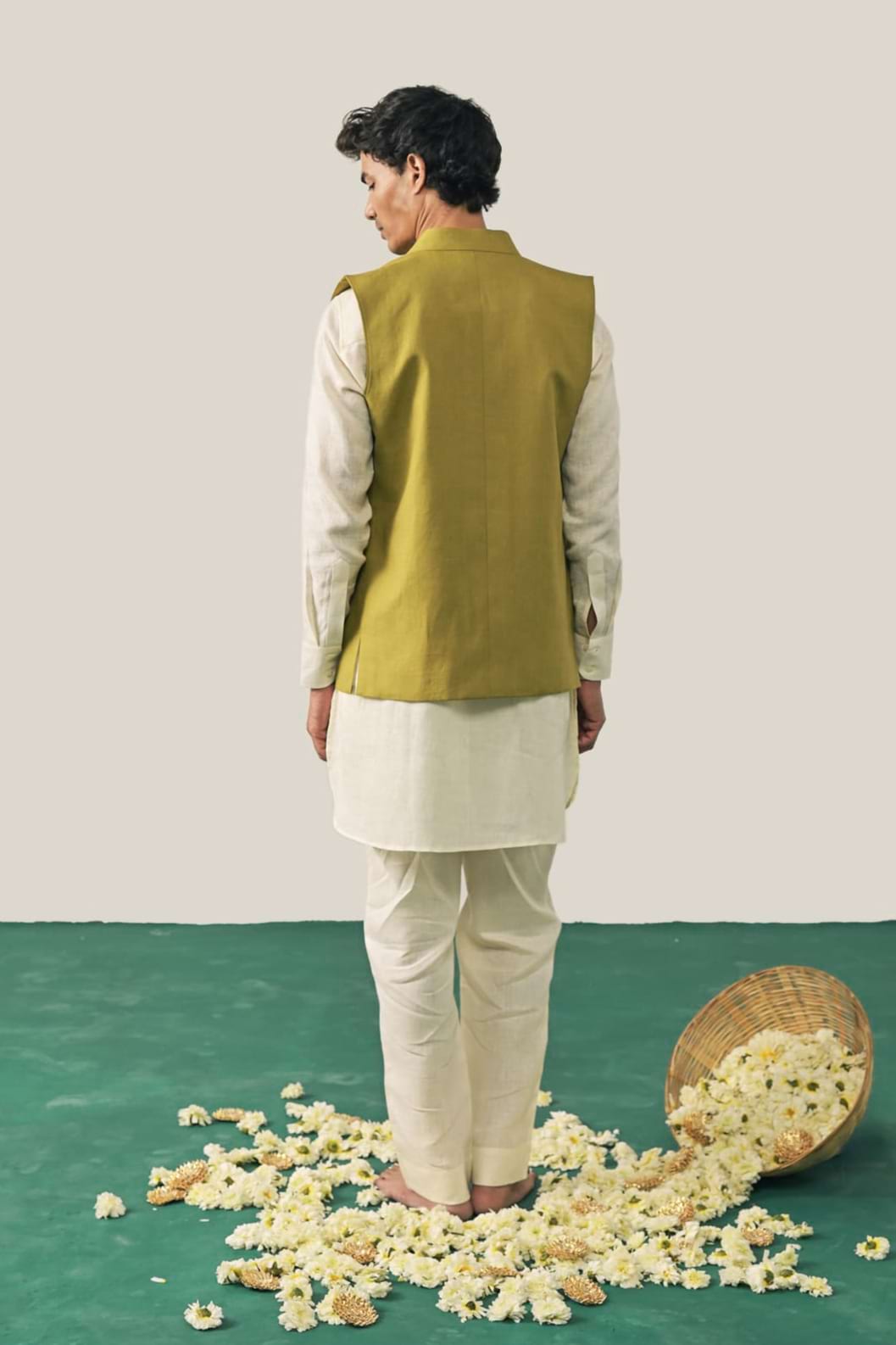 The Wild Card Prince Olive Linen Waistcoat
