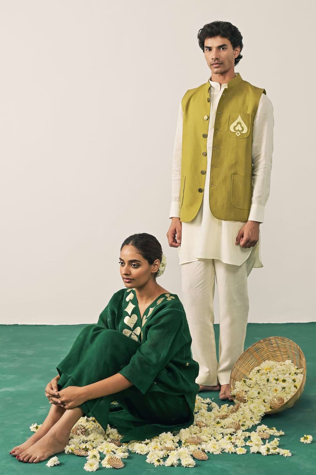 The Wild Card Prince Olive Linen Waistcoat