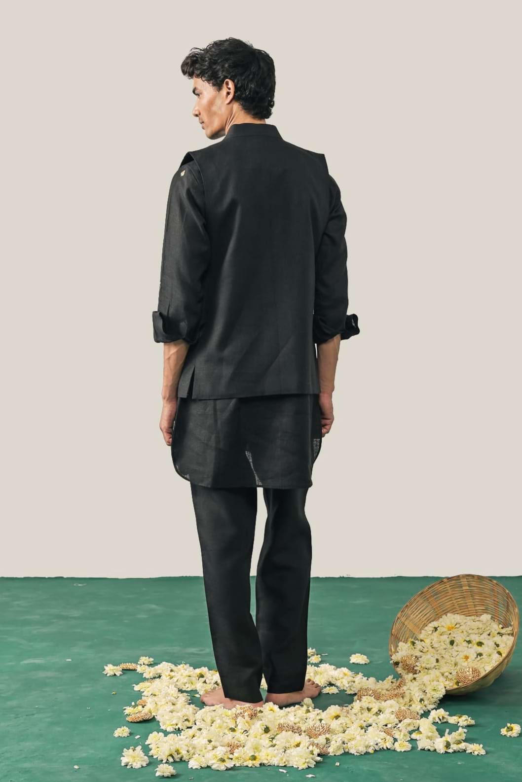 The Wild Card Prince Black Linen Waistcoat