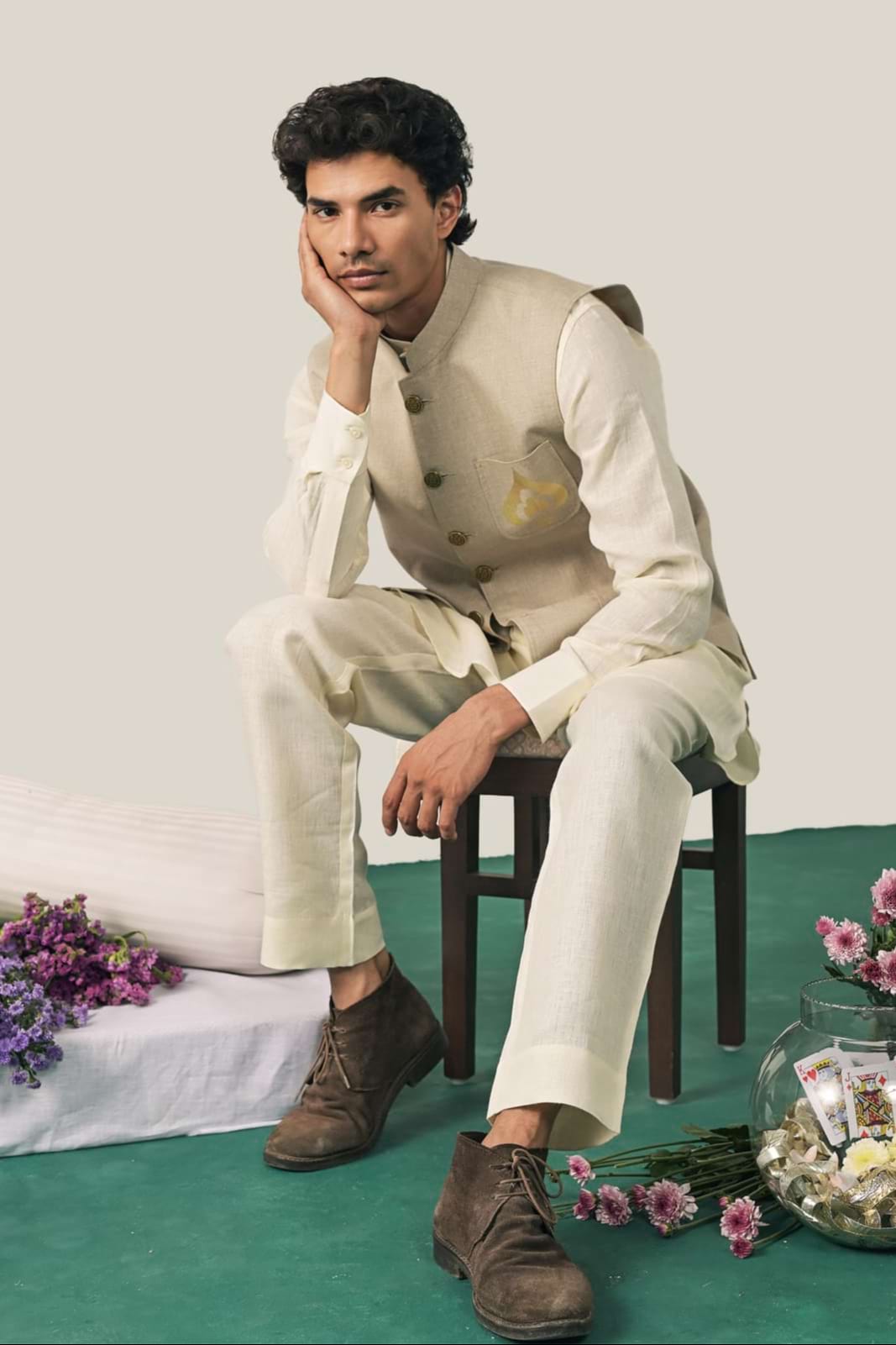 The Wild Card Prince Natural Linen Waistcoat