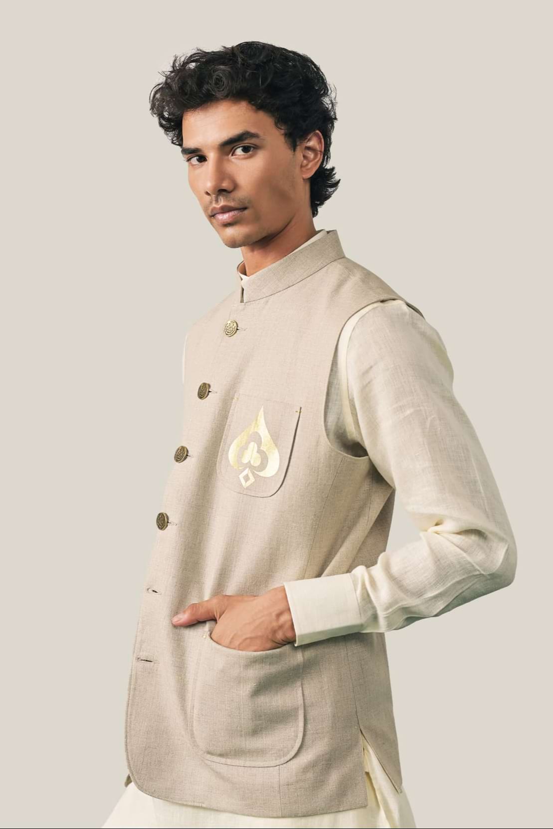 The Wild Card Prince Natural Linen Waistcoat