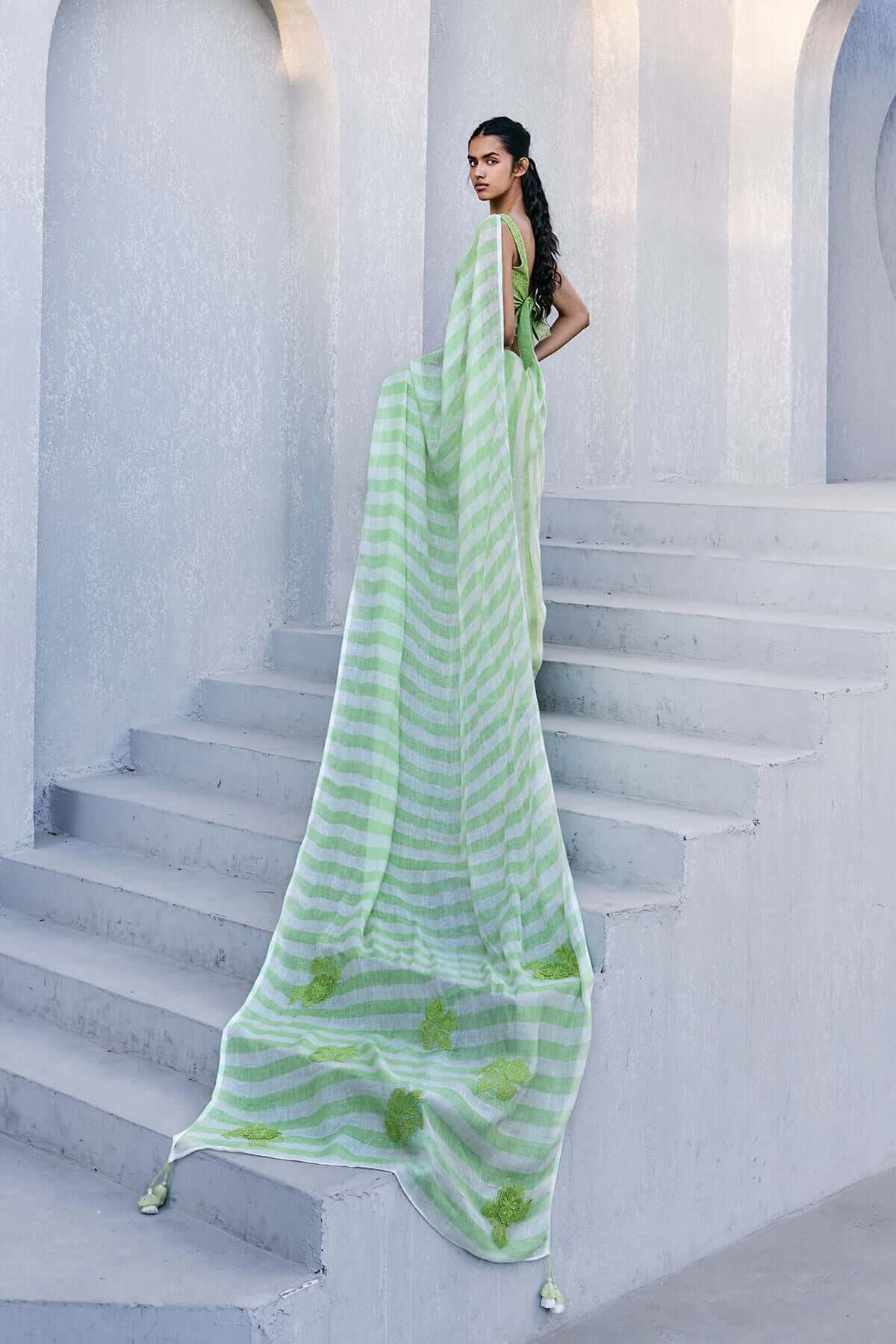 The Mastani Saree - Fresh Mint Back