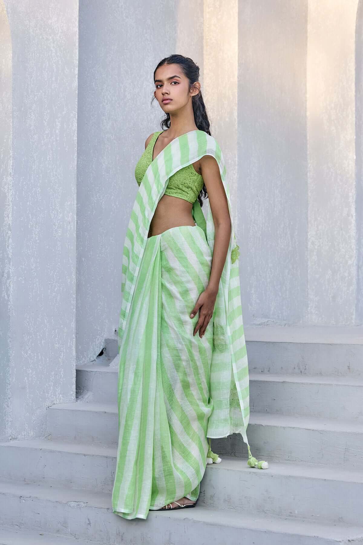 The Mastani Saree - Fresh Mint Front