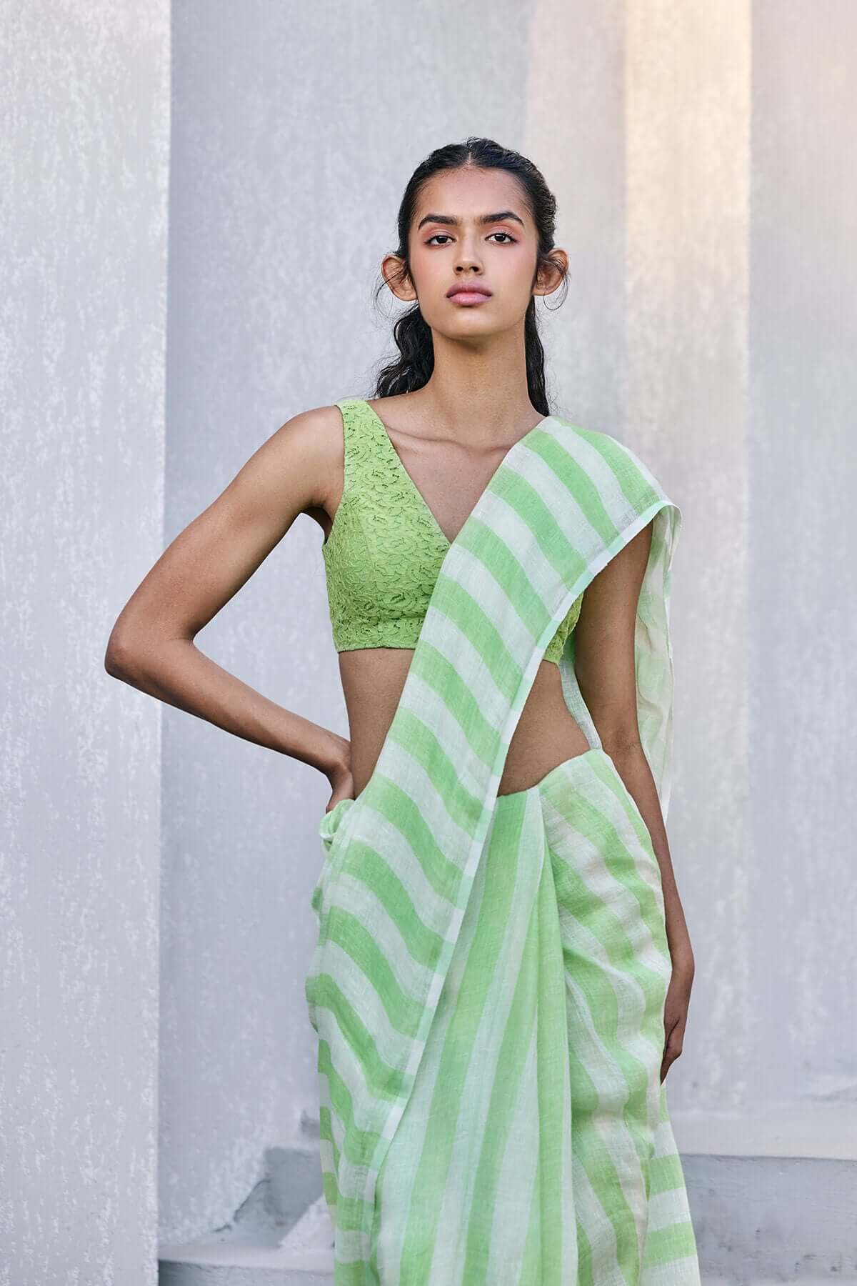 The Mastani Saree - Fresh Mint Front